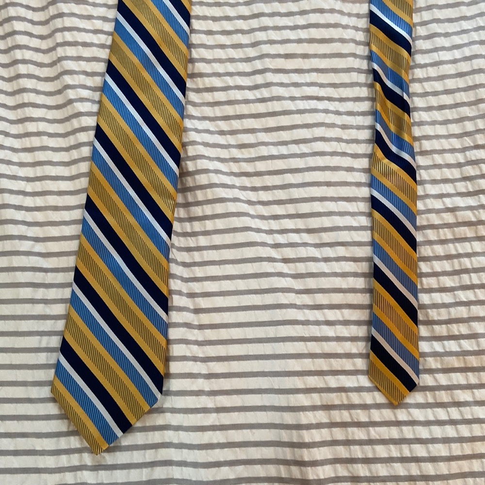Nordstrom Gold and Blue striped Men's Dress Tie FREE SHIPPING